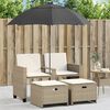 vidaXL Canapé de jardin 2 places avec parasol et tabourets beige rotin