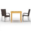 vidaXL Ensemble &agrave; manger de jardin 3 pcs Marron