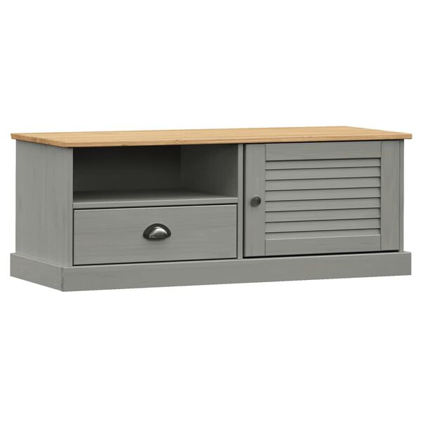 vidaXL Meuble TV VIGO gris 106x40x40 cm bois massif de pin