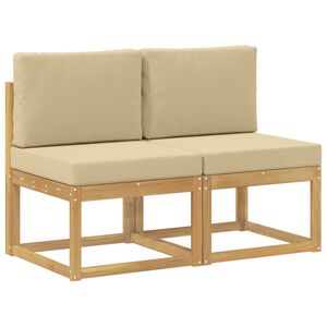 vidaXL 2 Pi&egrave;ce Sofa de milieu ext&eacute;rieur Bois d'Acacia Massif Blanc