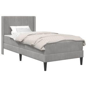 vidaXL Cadre de lit avec matelas Gris clair 90 x 190 cm Velours