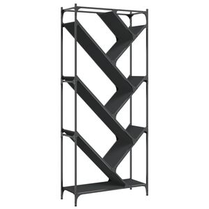 vidaXL Biblioth&egrave;que noir 79x30x180 cm bois d'ing&eacute;nierie et m&eacute;tal