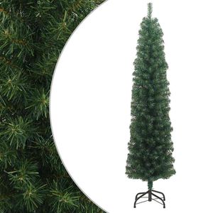 vidaXL Sapin de No&euml;l artificiel mince avec support vert 180 cm PVC