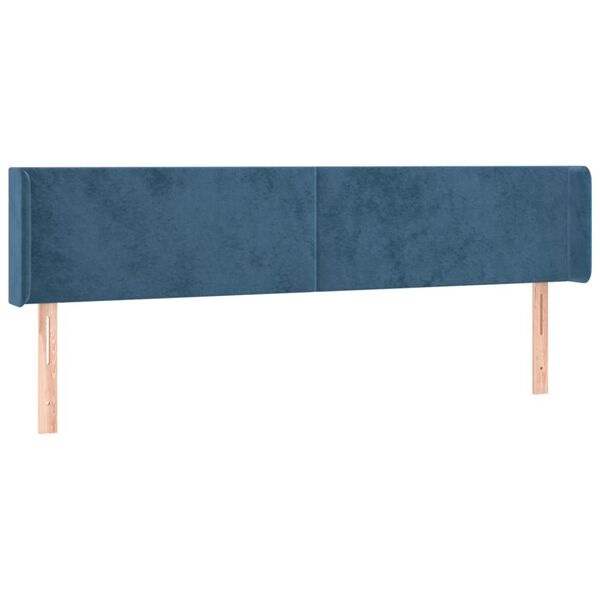 vidaXL T&ecirc;te de lit &agrave; LED Bleu fonc&eacute; 163x16x78/88 cm Velours