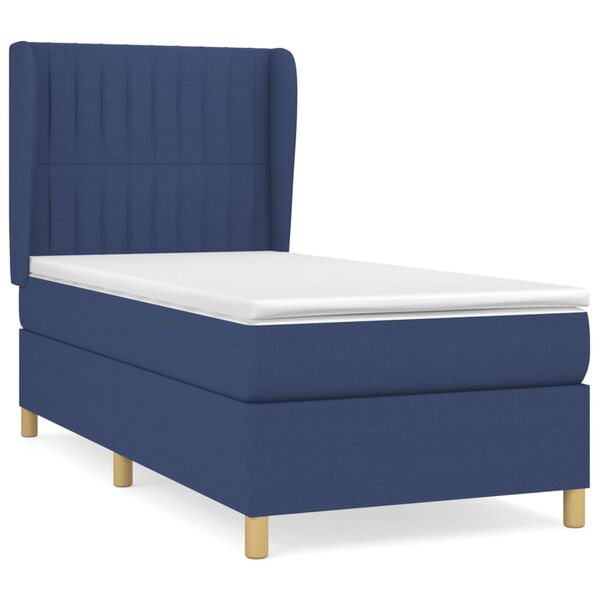 vidaXL Sommier &agrave; lattes de lit avec matelas Bleu 90x190 cm Tissu