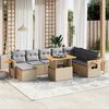vidaXL Salon de jardin avec coussins 9 pcs beige r&eacute;sine tress&eacute;e