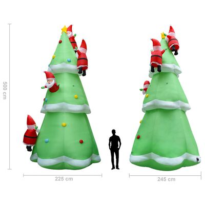 vidaXL Sapin de Noël gonflable avec Père Noël LED IP44 500cm XXL Tissu