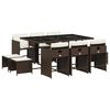 vidaXL Ensemble &agrave; manger de jardin et coussins 11 pcs marron rotin