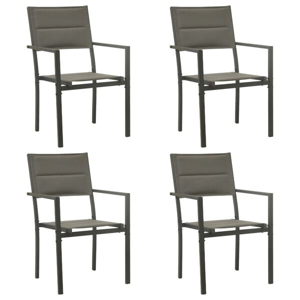 vidaXL Chaises de jardin lot de 4 Textil&egrave;ne acier Gris et anthracite