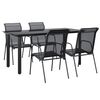 vidaXL Ensemble &agrave; manger de jardin 5 pcs noir textil&egrave;ne et acier