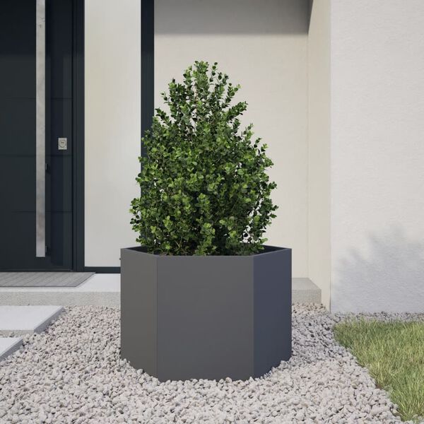 vidaXL Jardini&egrave;re anthracite hexagone 69x60x45 cm acier
