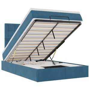 vidaXL Cadre de lit ottoman avec matelas bleu fonc&eacute; 120x200 cm velours