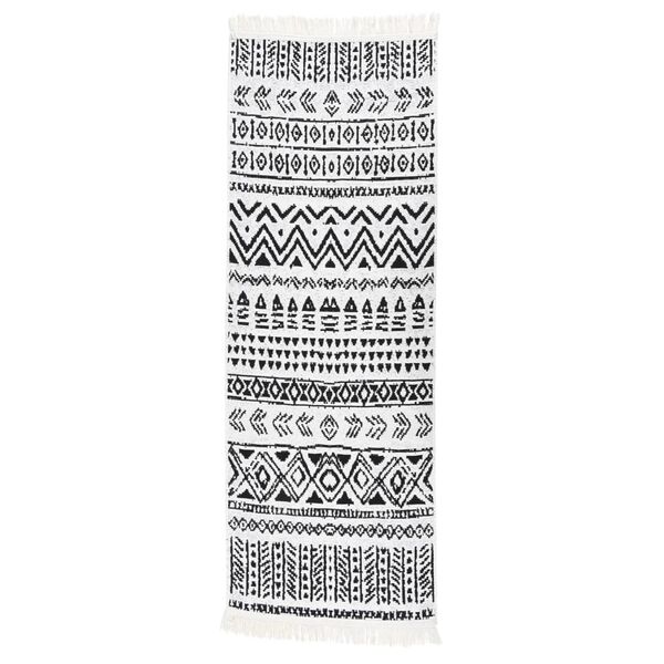 vidaXL Tapis Noir et blanc 100x300 cm Coton