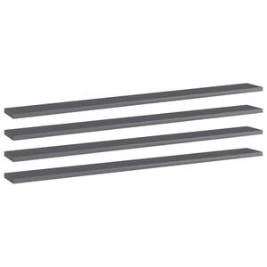 vidaXL Panneaux biblioth&egrave;que 4pcs Gris brillant 100x10x1,5cm Agglom&eacute;r&eacute;