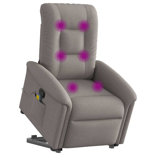 vidaXL Fauteuil inclinable de massage Taupe Tissu