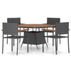 vidaXL Ensemble &agrave; manger d'ext&eacute;rieur 5pcs R&eacute;sine tress&eacute;e Noir