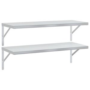 vidaXL &Eacute;tag&egrave;res murales 2 pcs 100x40 cm argent&eacute; acier inoxydable