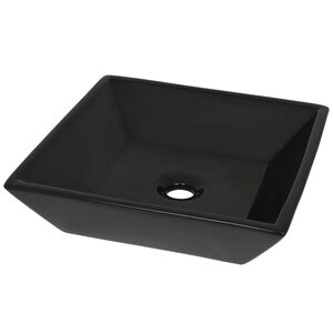 vidaXL Lavabo C&eacute;ramique carr&eacute; Noir 41,5 x 41,5 x 12 cm