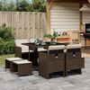 vidaXL Ensemble &agrave; manger de jardin et coussins 9 pcs marron poly rotin