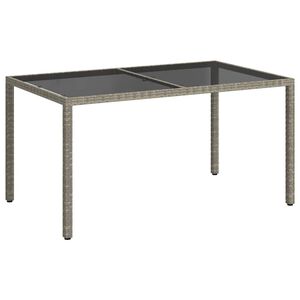 vidaXL Table de jardin 150x90x75 cm Verre tremp&eacute; et poly rotin Gris