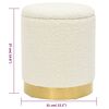 vidaXL Tabouret de rangement rond Blanc Molleton 31 x 37 cm