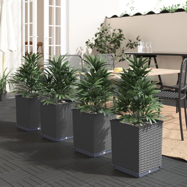vidaXL Jardinières 4 pcs noir 30x30x37 cm polypropylène
