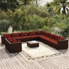 vidaXL Salon de jardin 12 pcs avec coussins Marron R&eacute;sine tress&eacute;e