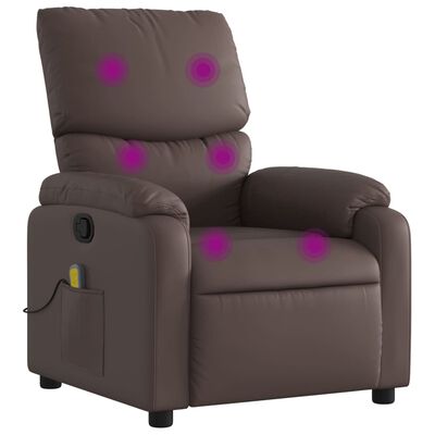 vidaXL Fauteuil de massage inclinable Marron Similicuir