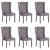 vidaXL Chaises &agrave; manger lot de 6 gris velours