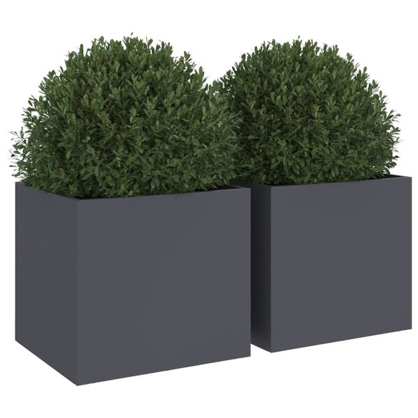 vidaXL Jardini&egrave;res 2 pcs anthracite 32x30x29 cm acier