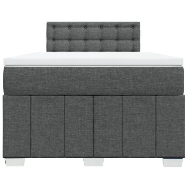 vidaXL Sommier &agrave; lattes de lit avec matelas Gris fonc&eacute; 120x200cm Tissu