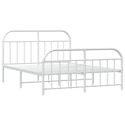 vidaXL Cadre de lit métal sans matelas et pied de lit blanc 135x190 cm