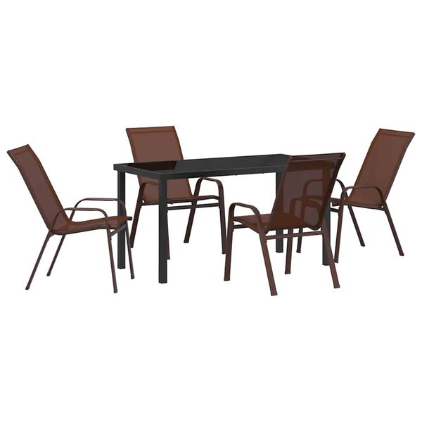 vidaXL Ensemble de salle &agrave; manger pour jardin 5 pcs Marron et Noir