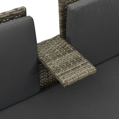 vidaXL Salon de jardin 3 pcs avec coussins Résine tressée Gris