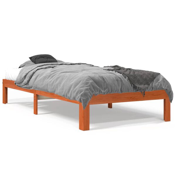 vidaXL Cadre de lit sans matelas cire marron 90x190 cm bois pin massif