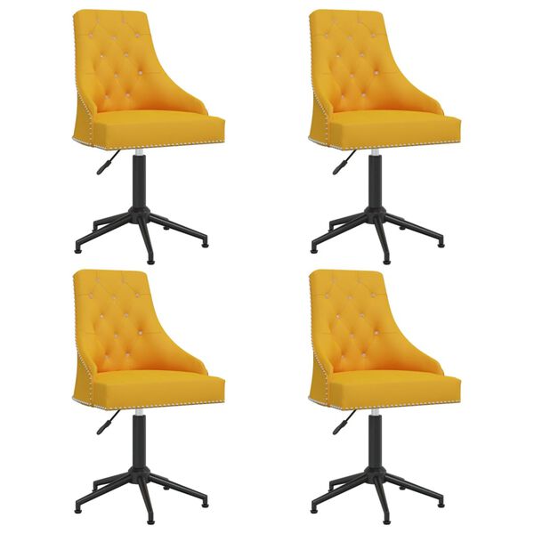 vidaXL Chaises &agrave; manger pivotantes lot de 4 Jaune Velours