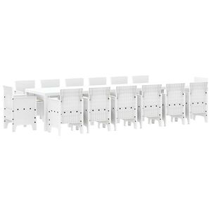 vidaXL Ensemble de salle &agrave; manger pour jardin 15 pcs Blanc Rattan Polt