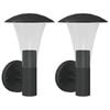 vidaXL Appliques murales d'ext&eacute;rieur 2 pcs noir acier inoxydable
