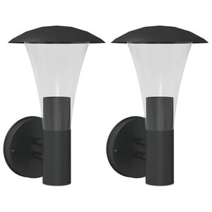 vidaXL Appliques murales d'ext&eacute;rieur 2 pcs noir acier inoxydable