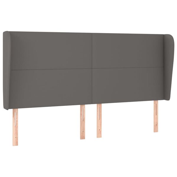 vidaXL T&ecirc;te de lit avec oreilles Gris 203x23x118/128 cm Similicuir