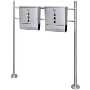 vidaXL Double bo&icirc;te &agrave; lettre sur support en acier inoxydable