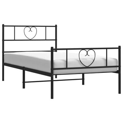 vidaXL Cadre de lit métal sans matelas avec pied de lit noir 90x190 cm