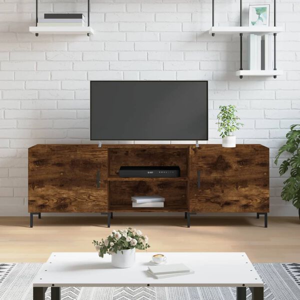 vidaXL Meuble TV chêne fumé 150x30x50 cm bois d'ingénierie