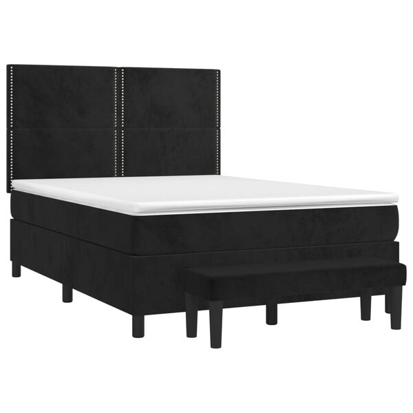 vidaXL Sommier &agrave; lattes de lit avec matelas Noir 140x190 cm Velours