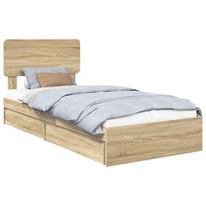 vidaXL Lit de Rangement Ch&ecirc;ne Sonoma 75 x 190 cm Bois d'ing&eacute;nierie