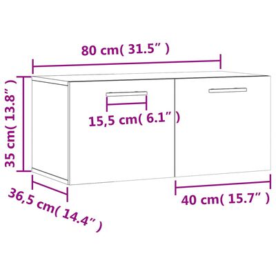 vidaXL Armoire murale chêne sonoma 80x36,5x35 cm bois d'ingénierie