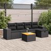 vidaXL Salon de jardin 6 pcs avec coussins noir r&eacute;sine tress&eacute;e