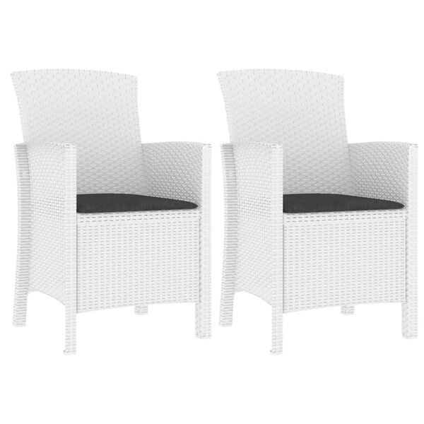 vidaXL Chaises de jardin lot de 2 avec coussins Rotin PP Blanc