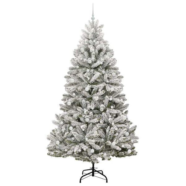 vidaXL Sapin de No&euml;l artificiel Vert et blanc 240 cm PVC et m&eacute;tal