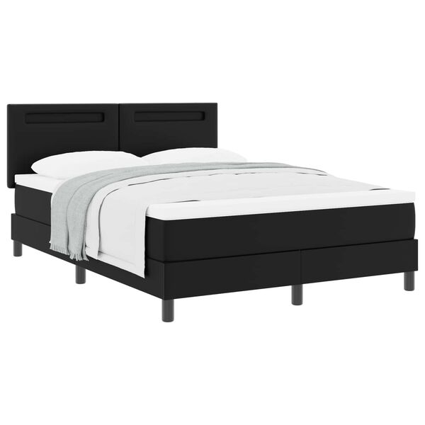 vidaXL Lit &agrave; ressorts avec matelas Noir 160 x 200 cm Simili cuir